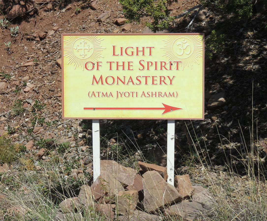 Monastery sign at our gate