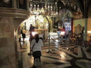 The shrine of Golgotha at night