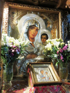 The icon of Our Lady of Jerusalem behind the Tomb of the Virgin Mary