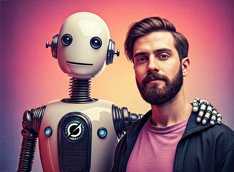 Grok AI Robot and Man