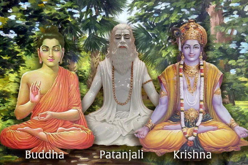 Buddha Patanjali and Krishna on Raga Dwesha