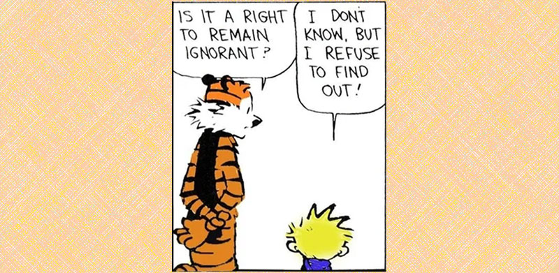 Calvin & Hobbes cartoon - not choosing ignorance