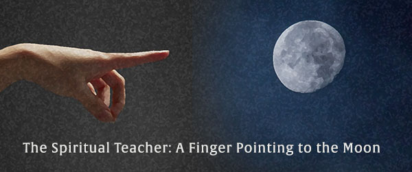 the spiritual teacher - a finger pointing to the moon