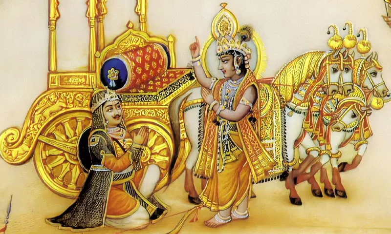 Krishna teaching Arjuna
