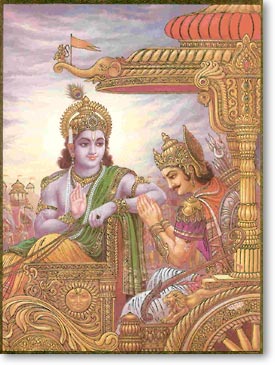 Krishna teaches Arjuna