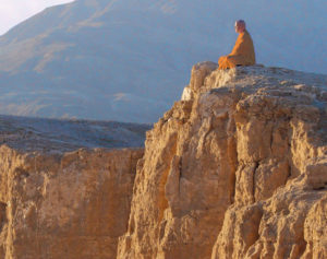 meditator monk on mountain