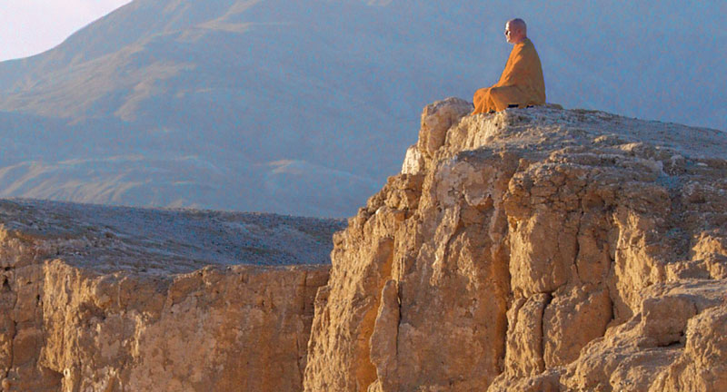 meditator monk on mountain
