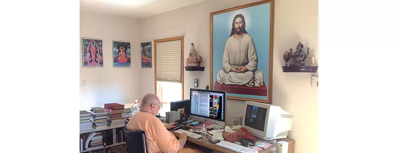 A view of our office, showing just a few of the sacred images there.