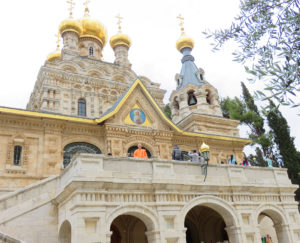 The church at the Russian Orthodox Convent of Saint Mary Magdalene on the Mount of Olives