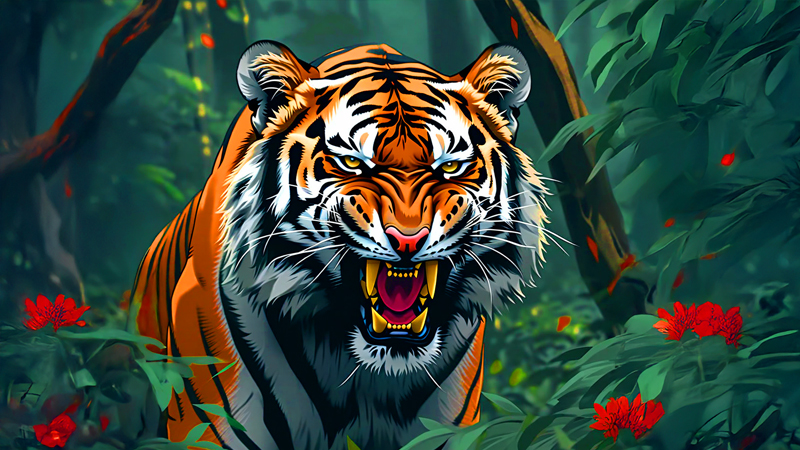 snarling tiger