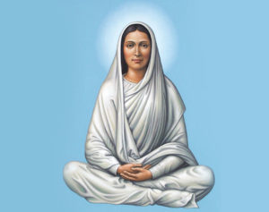 Virgin Mary seated indian style