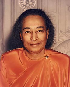 Paramhansa Yogananda in the photo known as the Last Smile